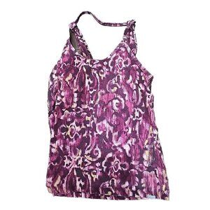 Eddie Bauer Travex Aster Berry Print Women's XS Purple Workout Tank Top W/bra